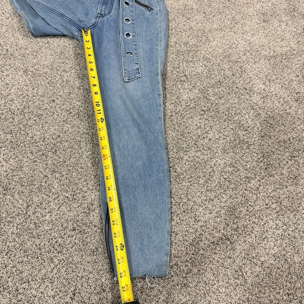 GRLFRND $328 ‘Mia’ Paperbag Belted Skinny Jeans Light Wash High Rise Women’s 25 - Picture 7 of 13